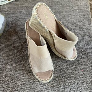 Toms Cream Wedge Espadrilles